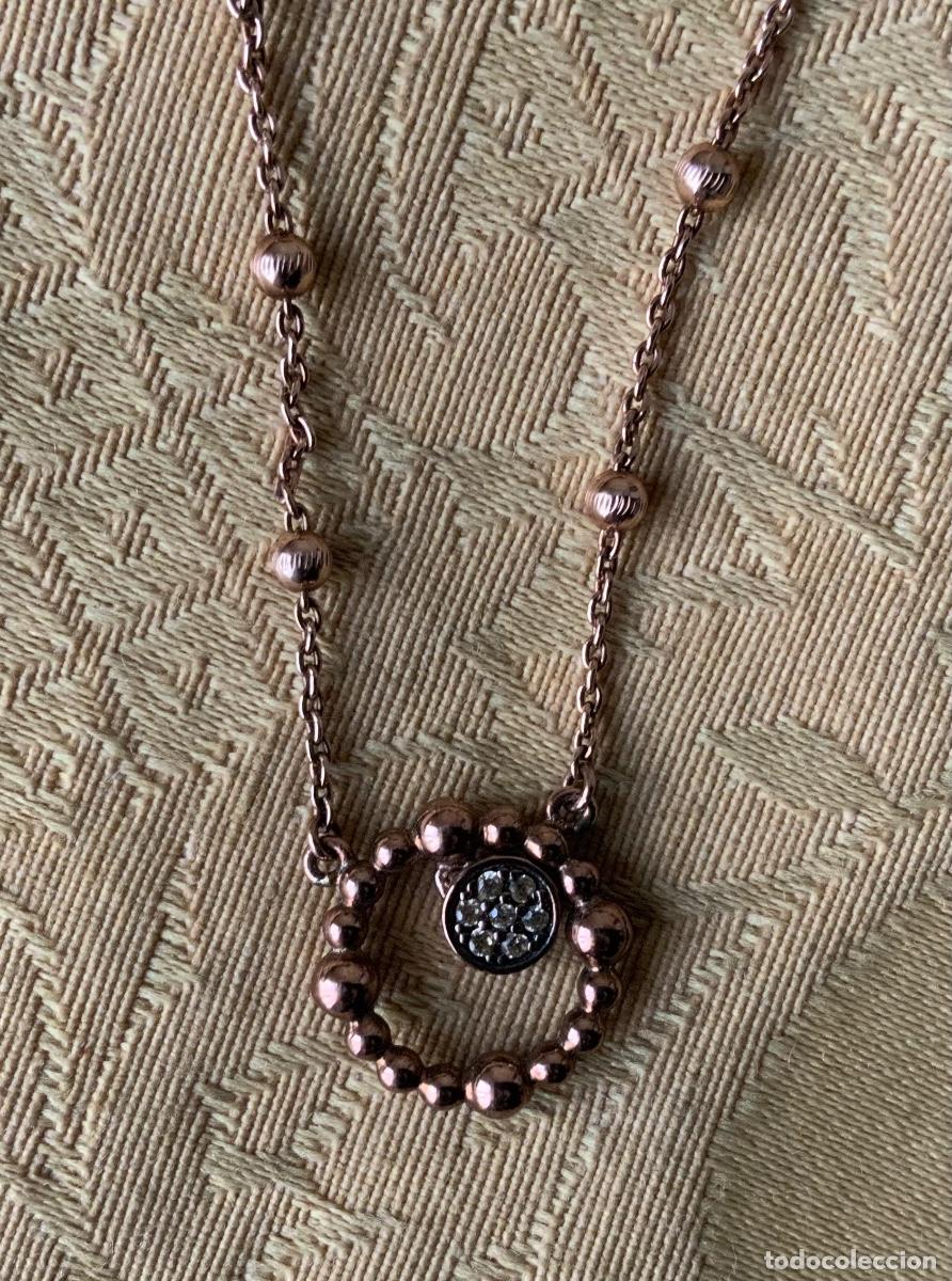 Vintage: CADENA CON COLGANTE PLATA LEY CHAPADO ORO ROSA - Foto 14