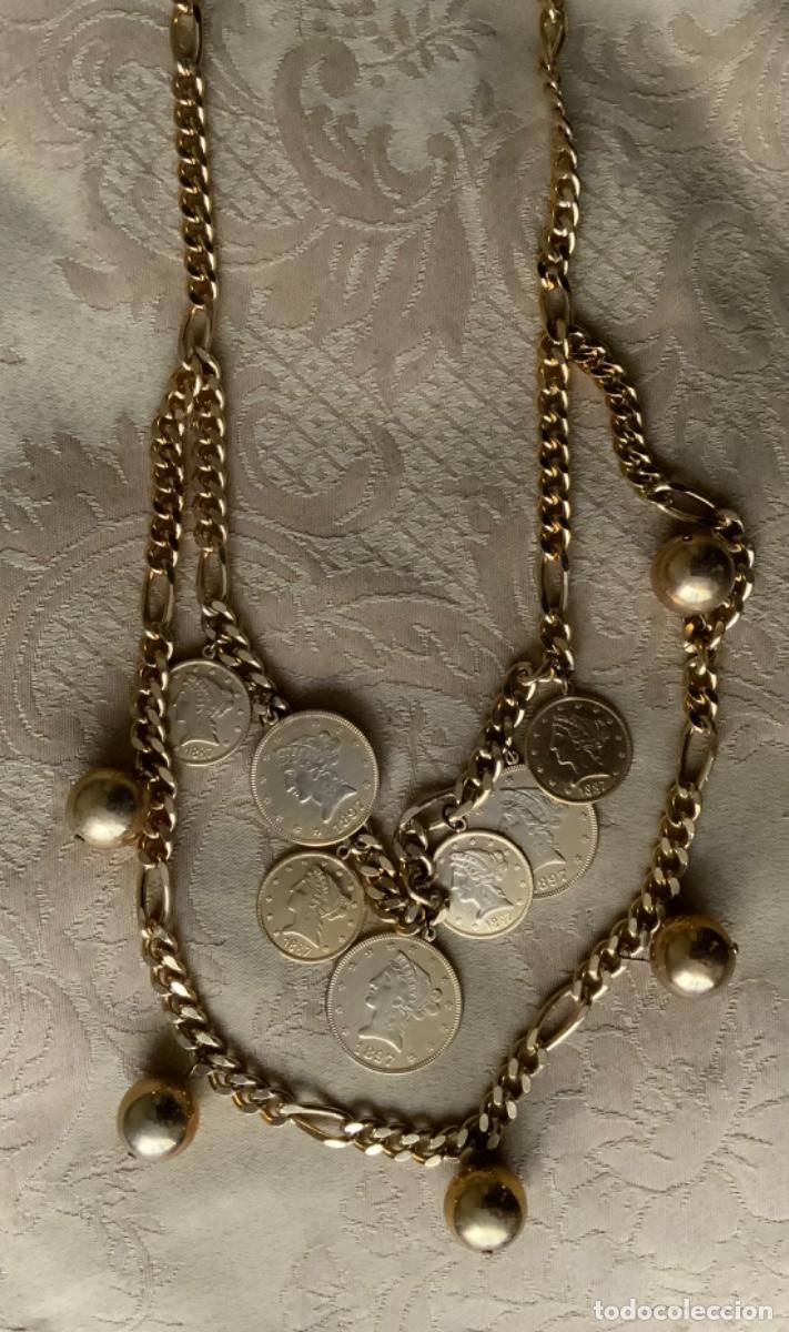 Vintage: COLLAR A&Ntilde;OS 80 CADENAS Y MONEDAS - Foto 1