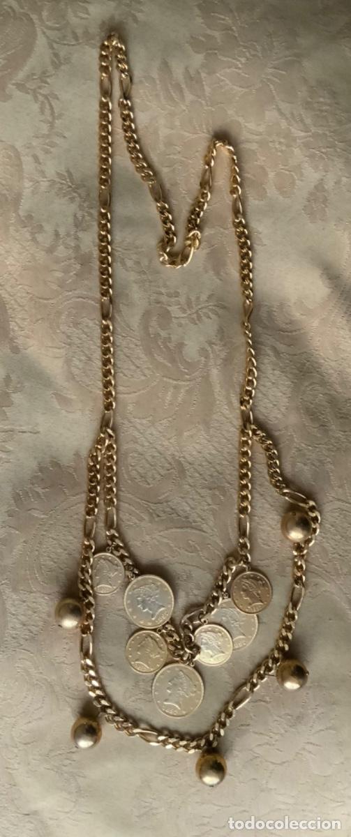 Vintage: COLLAR A&Ntilde;OS 80 CADENAS Y MONEDAS - Foto 2