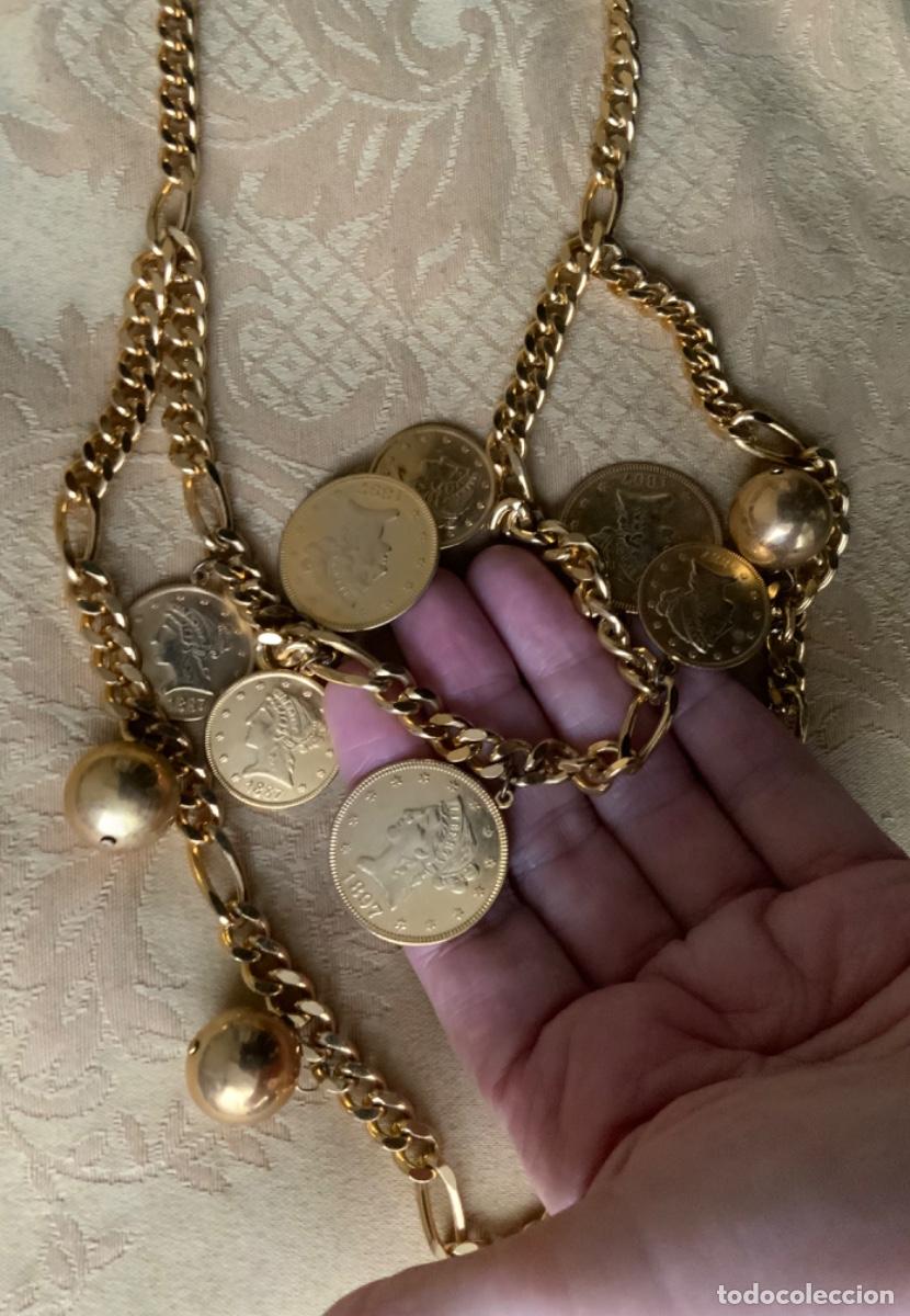 Vintage: COLLAR A&Ntilde;OS 80 CADENAS Y MONEDAS - Foto 3