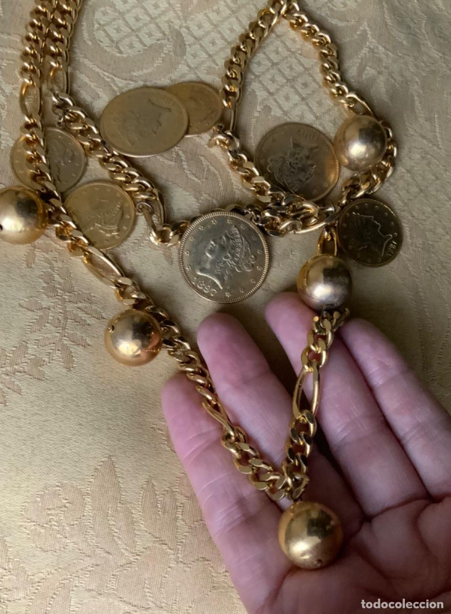 Vintage: COLLAR A&Ntilde;OS 80 CADENAS Y MONEDAS - Foto 5