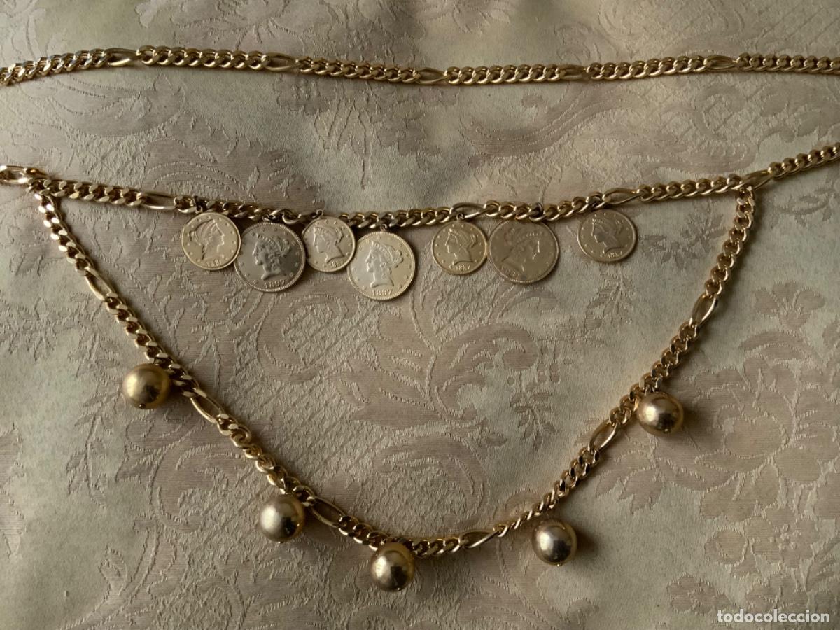 Vintage: COLLAR A&Ntilde;OS 80 CADENAS Y MONEDAS - Foto 6