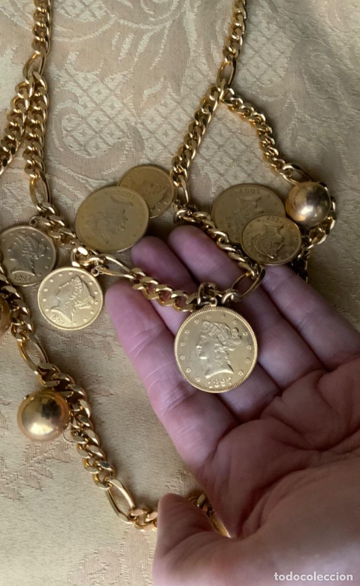 Vintage: COLLAR A&Ntilde;OS 80 CADENAS Y MONEDAS - Foto 7