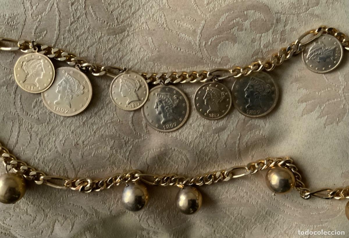 Vintage: COLLAR A&Ntilde;OS 80 CADENAS Y MONEDAS - Foto 8