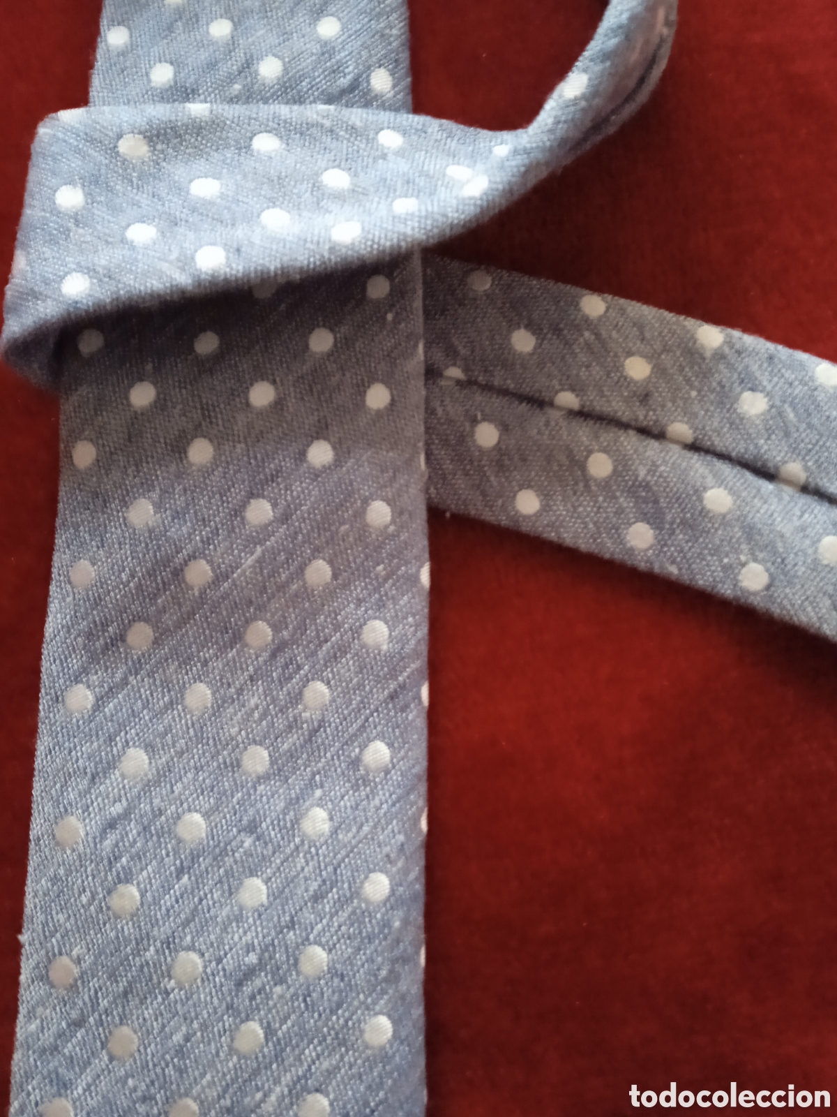 Vintage: Corbata de Seda 100%100. Gris verdoso con popitos . - Foto 18