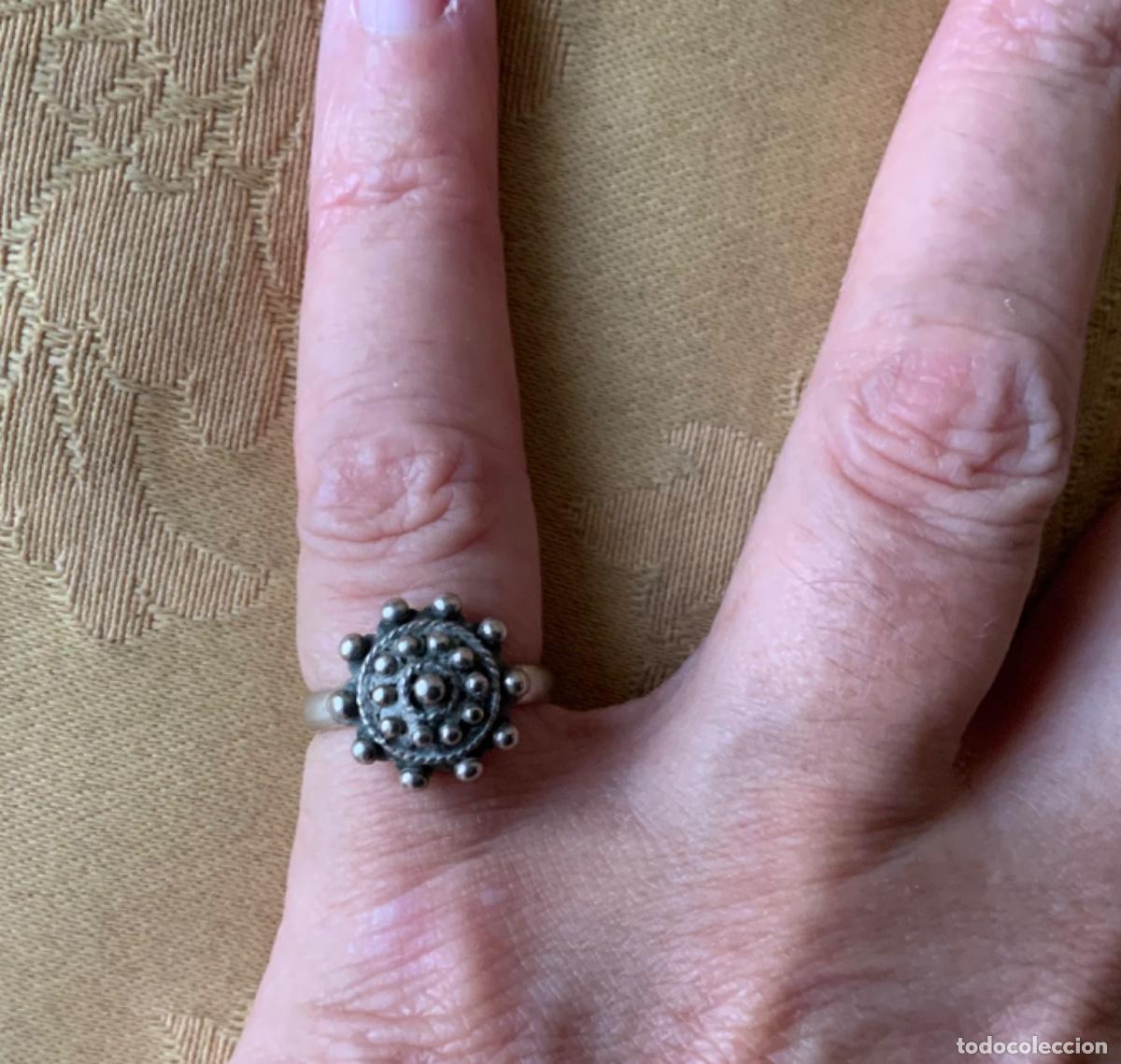 Vintage: ANILLO BOT&Oacute;N CHARRO PLATA DE LEY - Foto 2