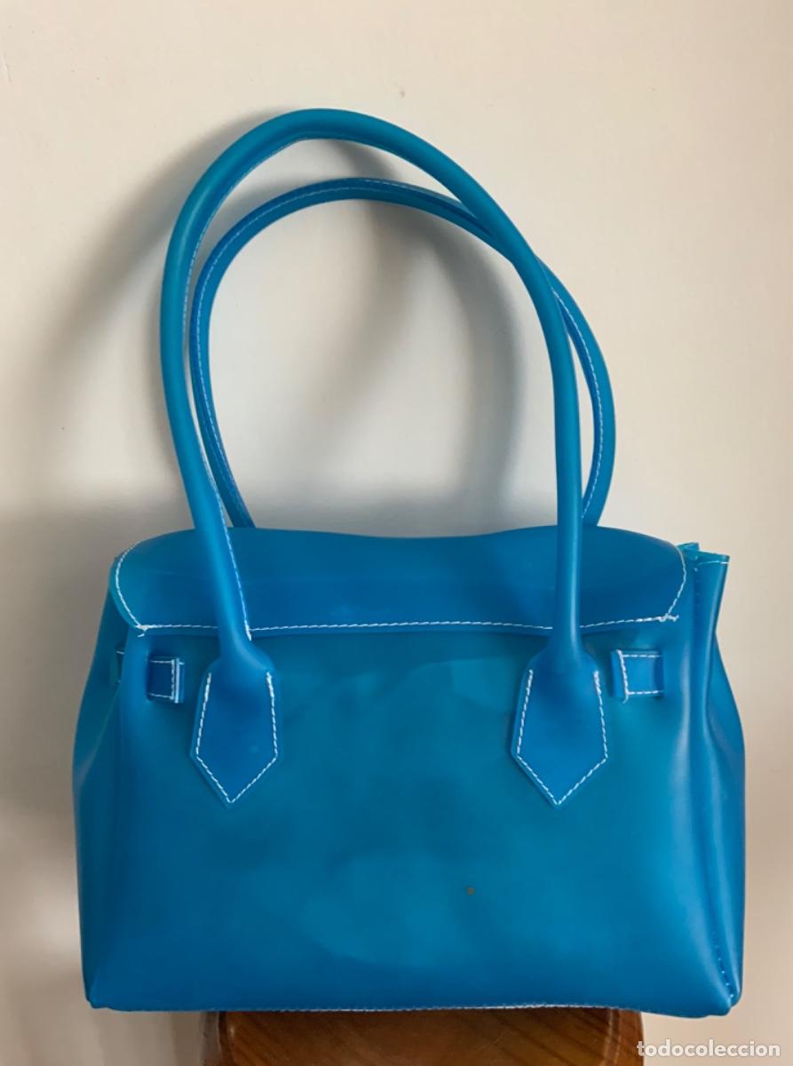 Vintage: BOLSO VINILO AZUL TURQUESA - Foto 4