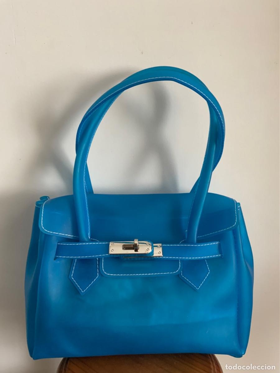 Vintage: BOLSO VINILO AZUL TURQUESA - Foto 5