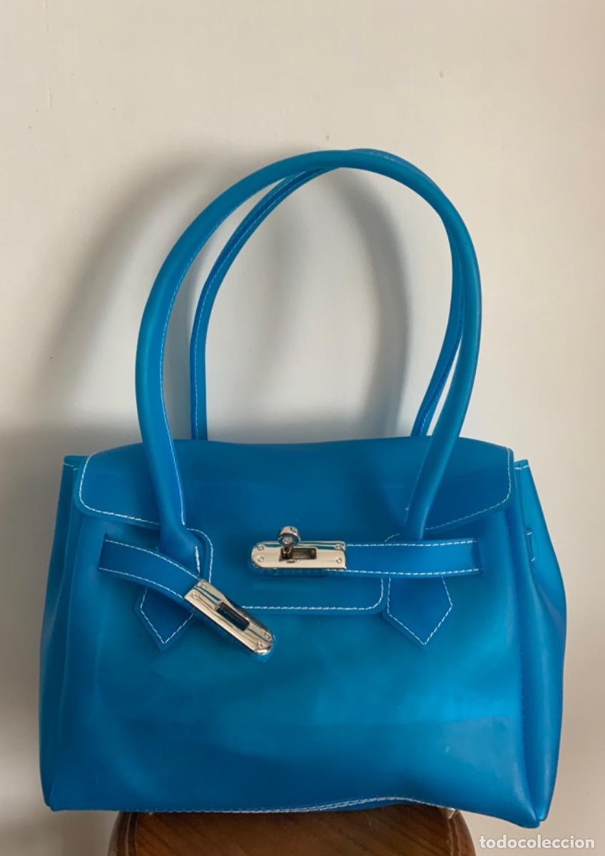 Vintage: BOLSO VINILO AZUL TURQUESA - Foto 7