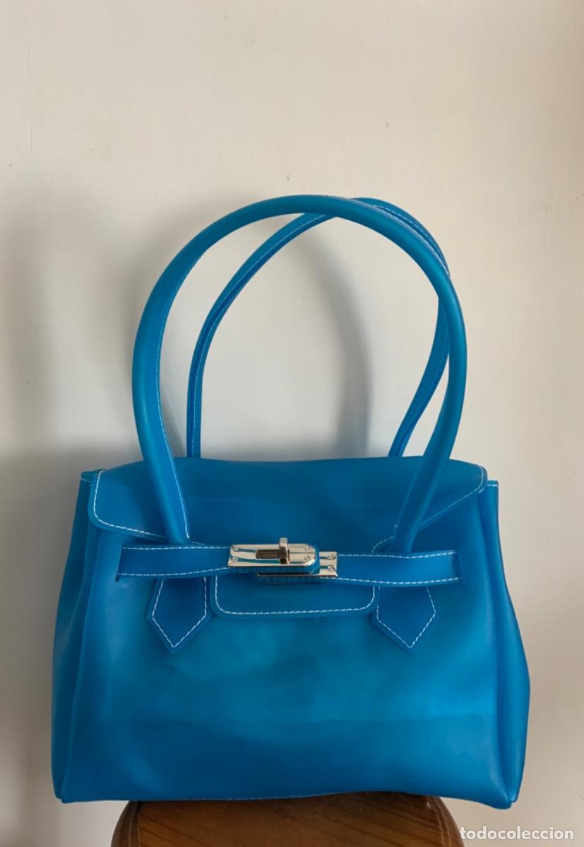 Vintage: BOLSO VINILO AZUL TURQUESA - Foto 9
