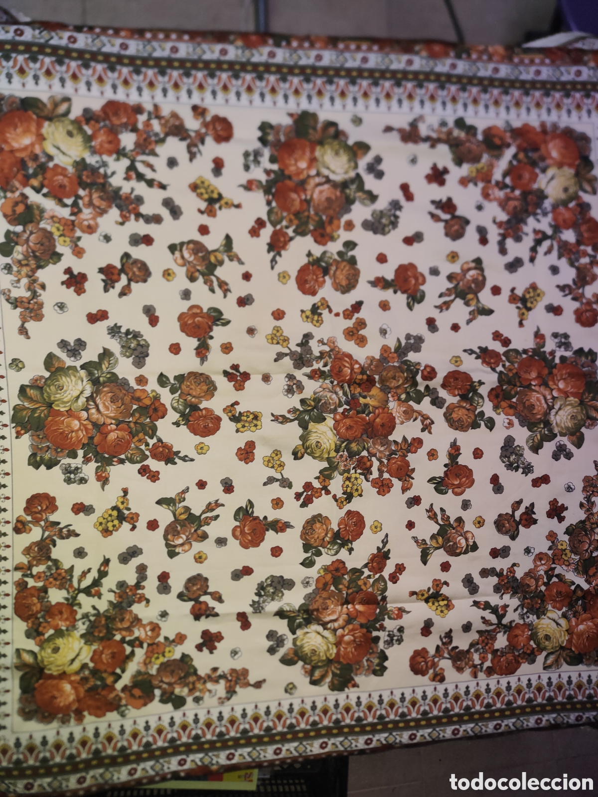 Vintage: Antiguo panuelo de rosas - Foto 1