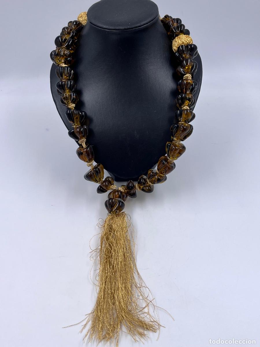 Vintage: Collar vintage a&ntilde;os 80 de cristal marr&oacute;n e hilo