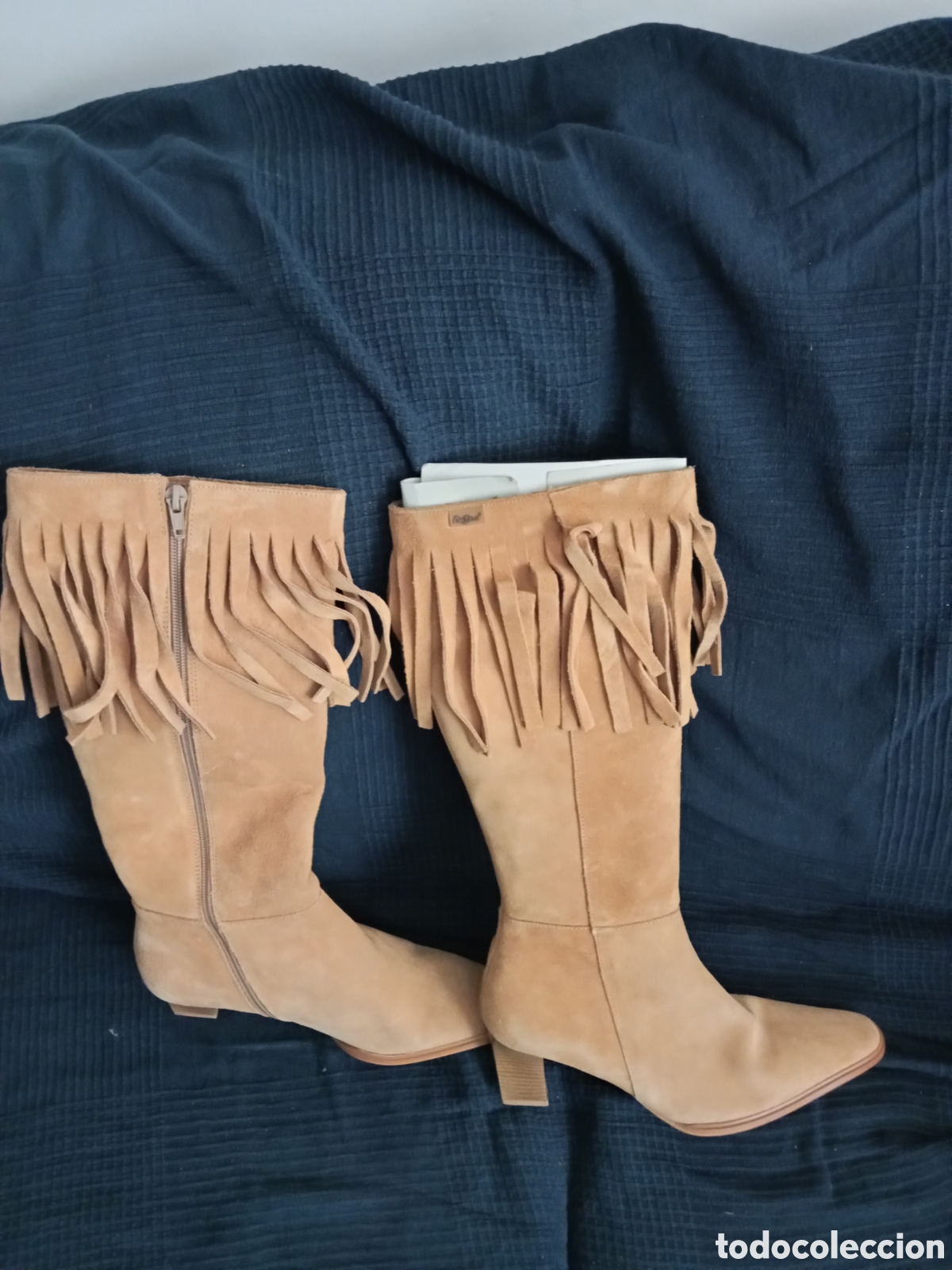 Vintage: Botas flecos de piel vuelta - Foto 1