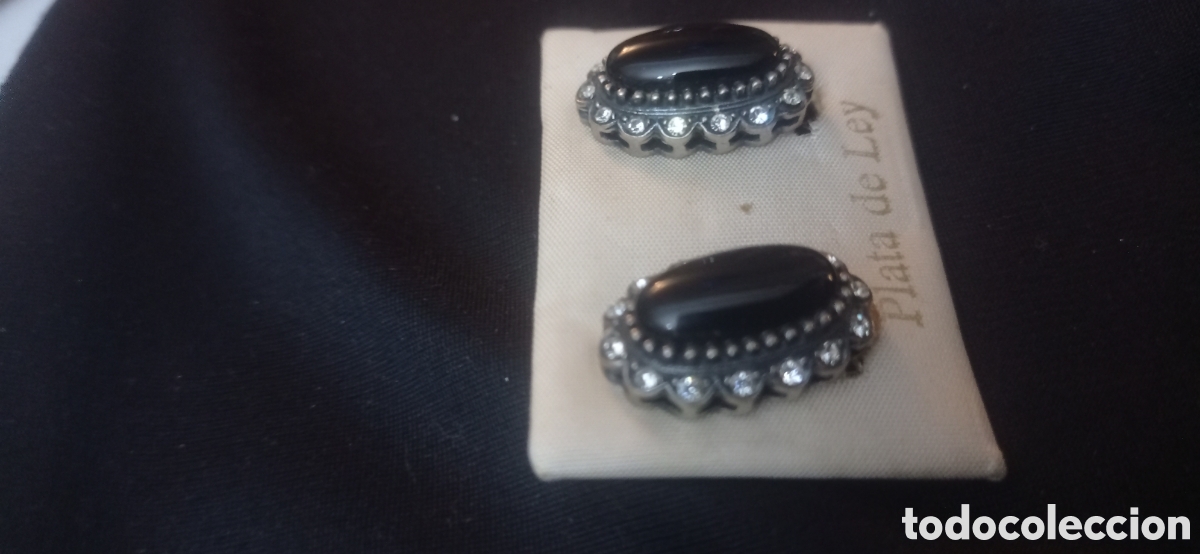 Vintage: Impresionantes pendientes plata onix omega - Foto 2