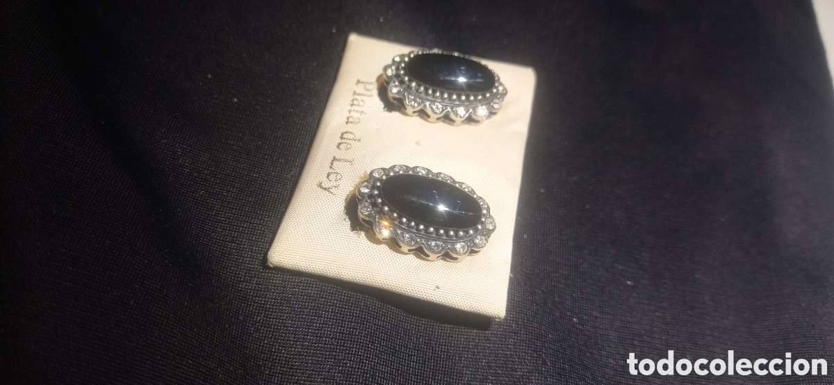 Vintage: Impresionantes pendientes plata onix omega - Foto 7