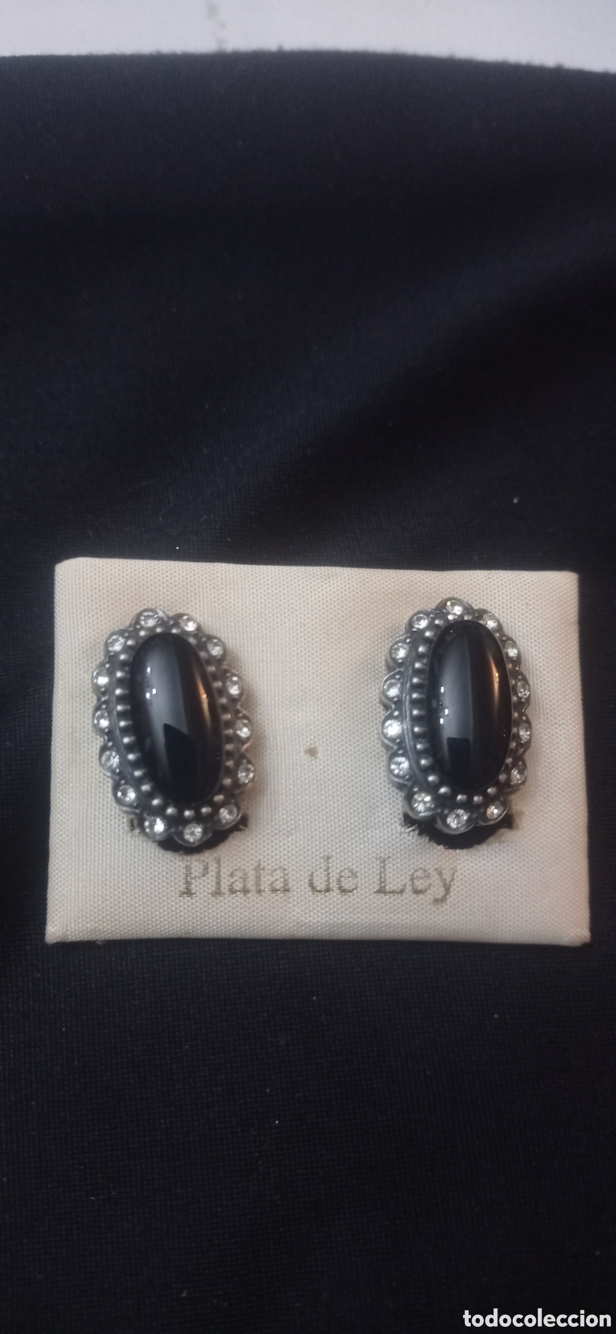 Vintage: Impresionantes pendientes plata onix omega - Foto 1