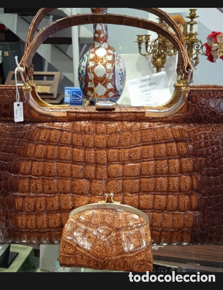 Vintage: Bolso y monedero en cocodrilo aut&eacute;ntico - Foto 1