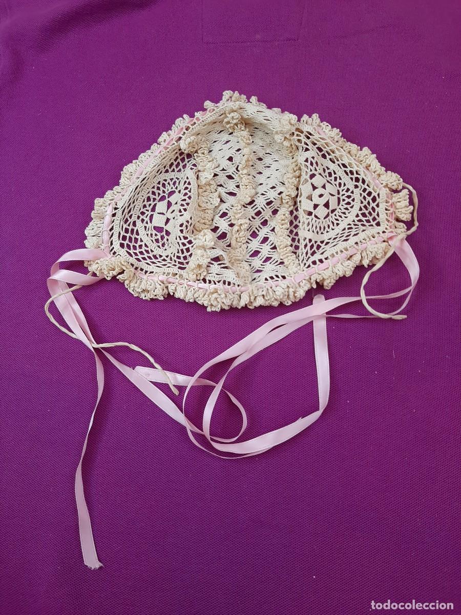 Vintage: 4 GORROS PARA MU&Ntilde;ECA, DE ENCAJE, TULL Y SEDA - Foto 3