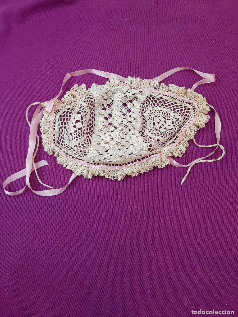 Vintage: 4 GORROS PARA MU&Ntilde;ECA, DE ENCAJE, TULL Y SEDA - Foto 4