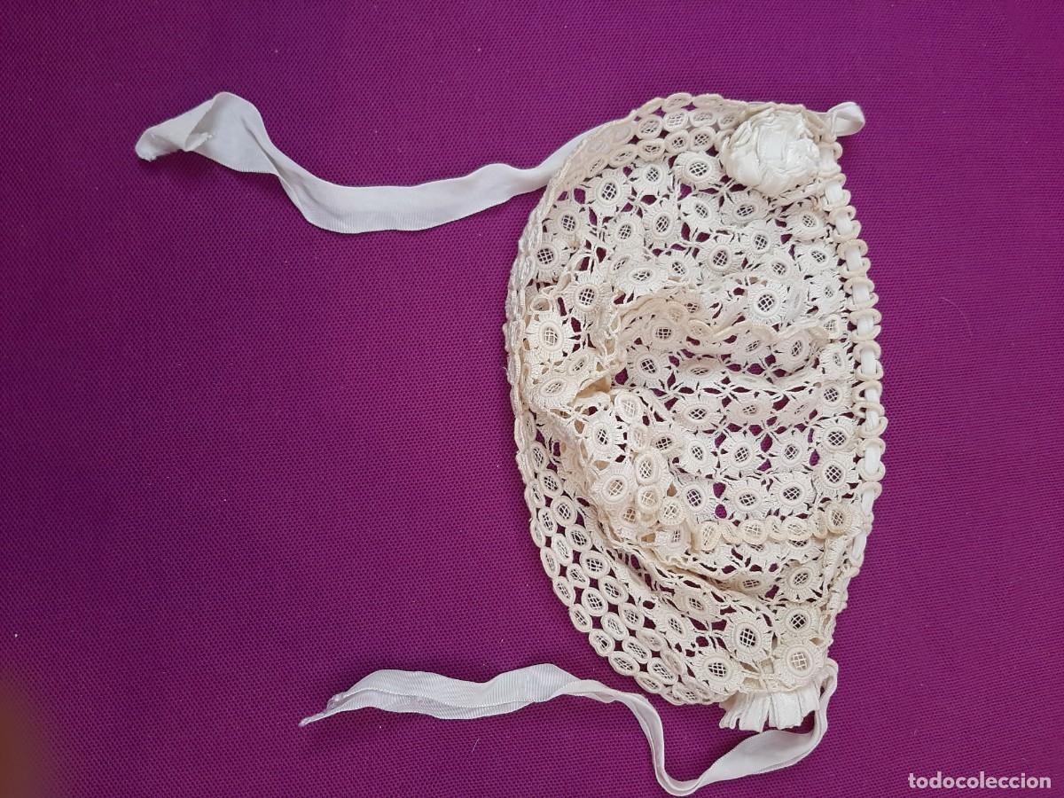 Vintage: 4 GORROS PARA MU&Ntilde;ECA, DE ENCAJE, TULL Y SEDA - Foto 5