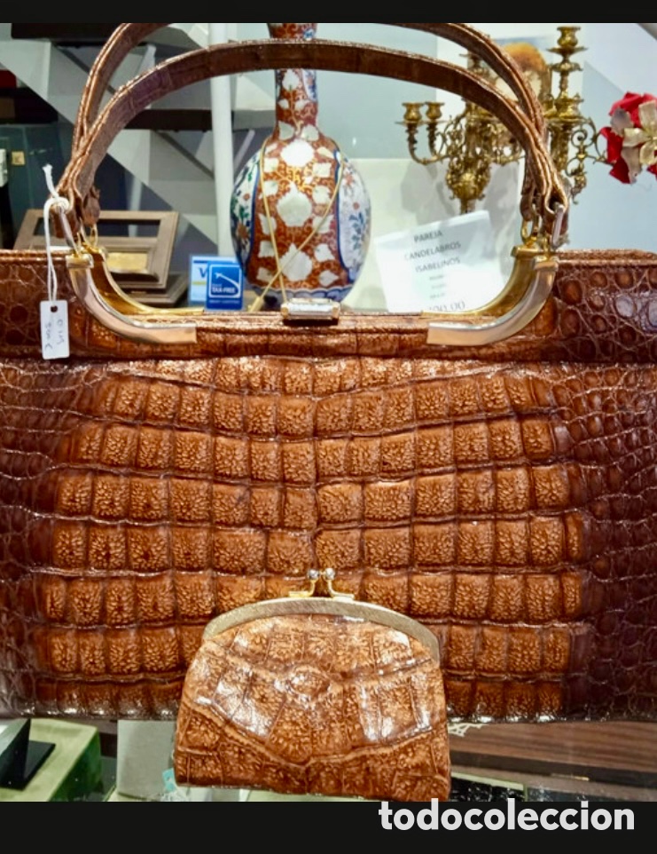 Vintage: Bolso y monedero en cocodrilo aut&eacute;ntico - Foto 5
