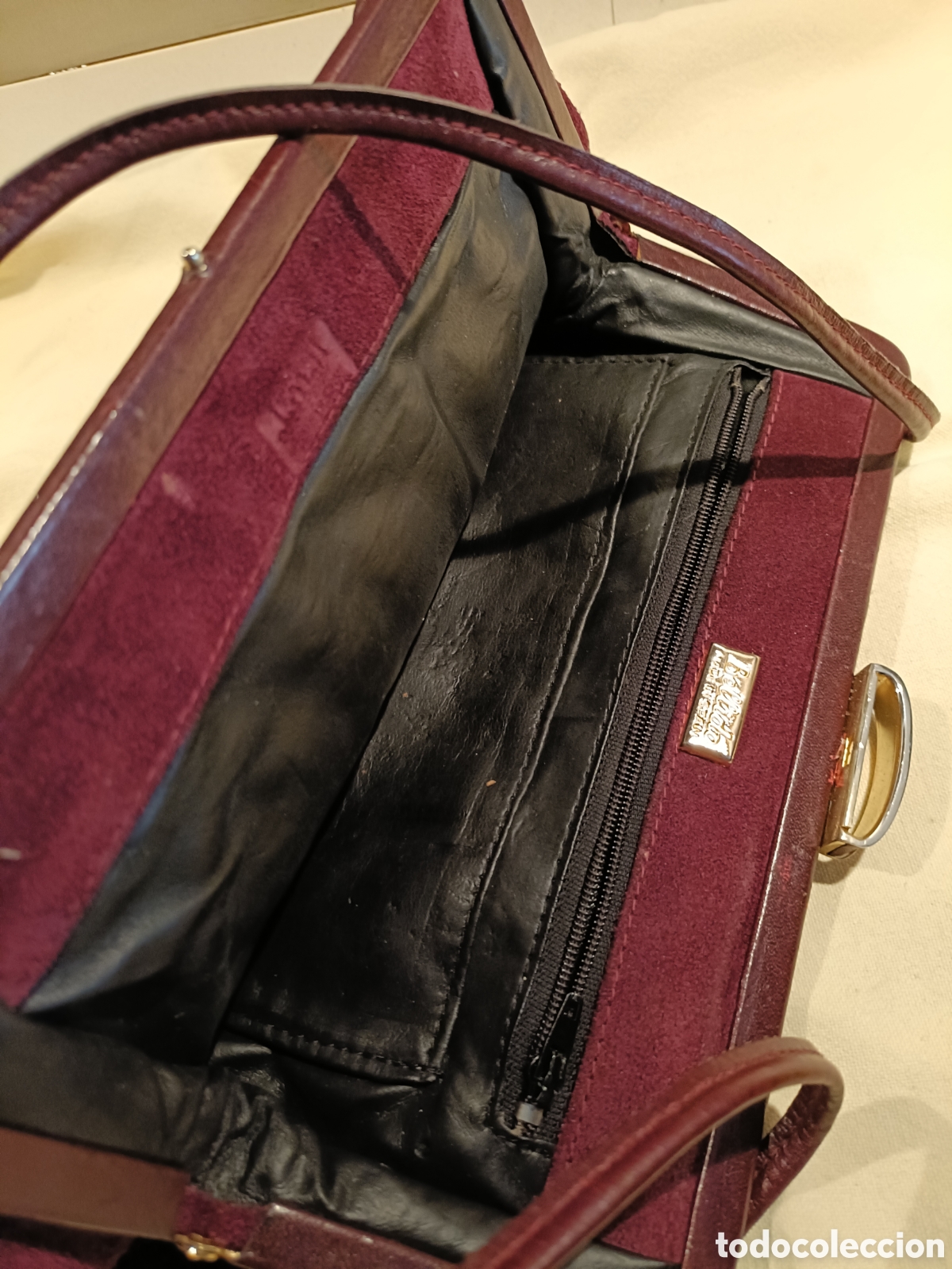 Vintage: Bolso en ante granate marca Bellido - Foto 3