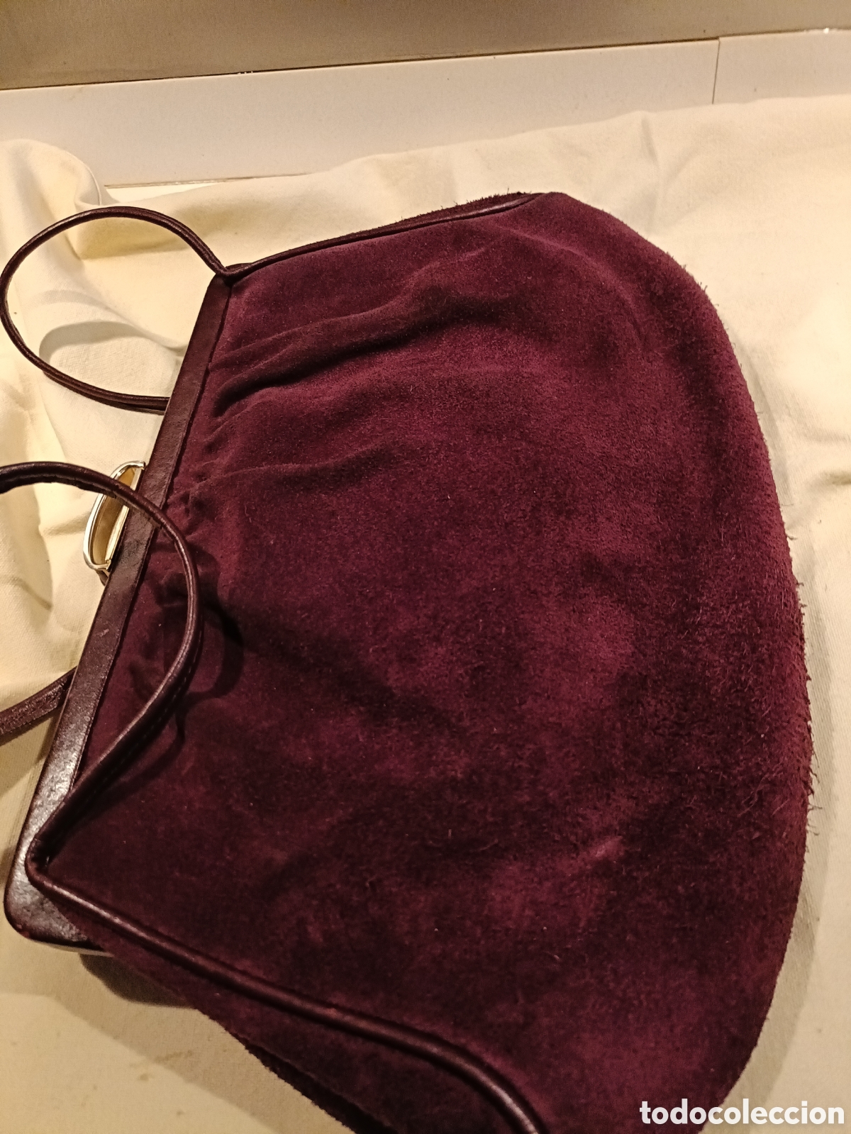 Vintage: Bolso en ante granate marca Bellido - Foto 4