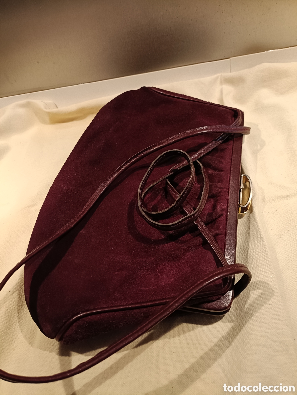 Vintage: Bolso en ante granate marca Bellido - Foto 1