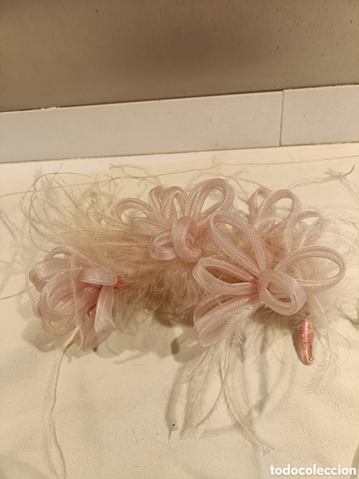 Vintage: Tocado de pelo con plumas y tela - Foto 1