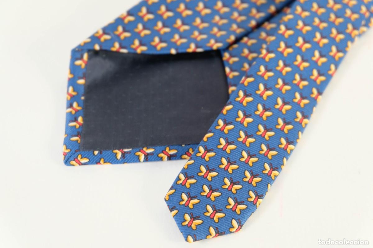 Vintage: Corbata compagnia della seda 100% seda con estampado de mariposas - Foto 4
