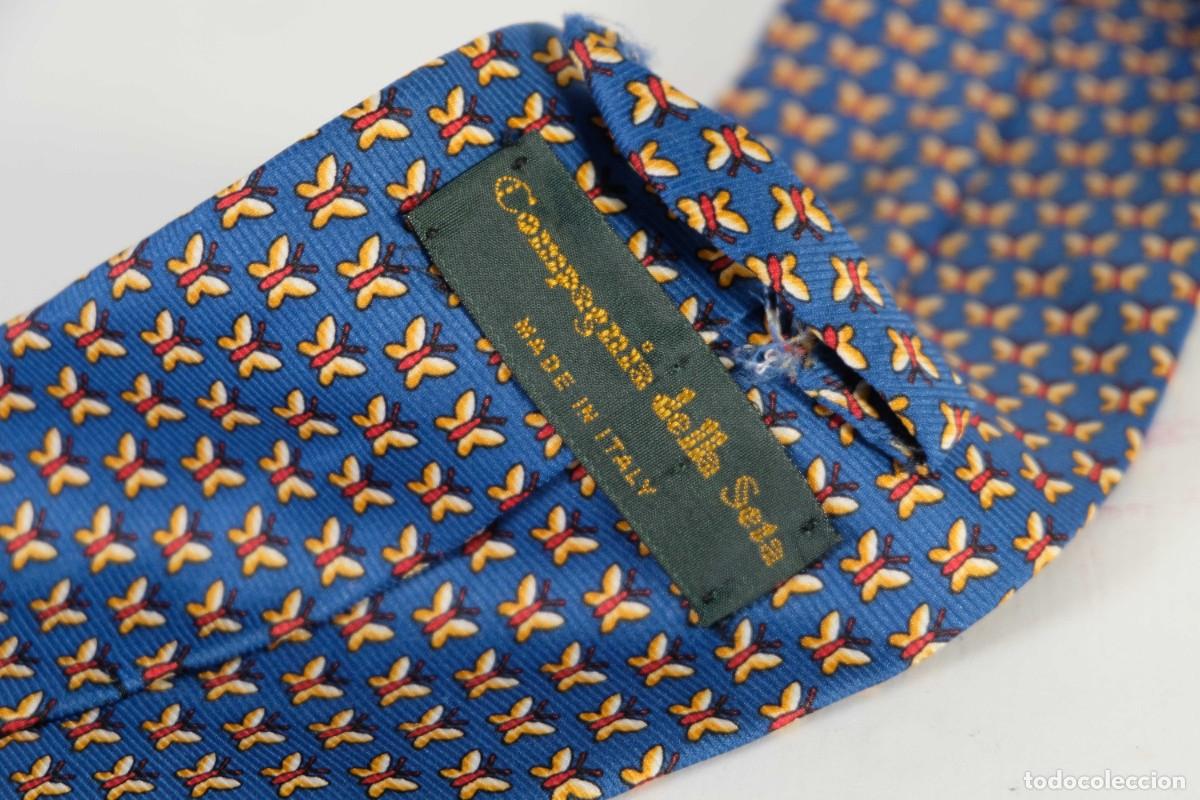 Vintage: Corbata compagnia della seda 100% seda con estampado de mariposas - Foto 5