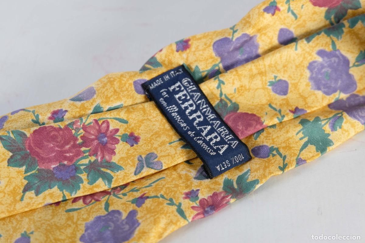 Vintage: Corbata Gianmaria Ferrara 100% seda con estampado de flores - Foto 5