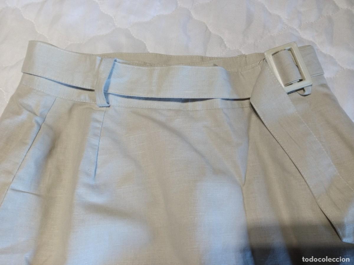 Vintage: Falda recta con cintur&oacute;n. 54% lino. Talla 44. - Foto 2