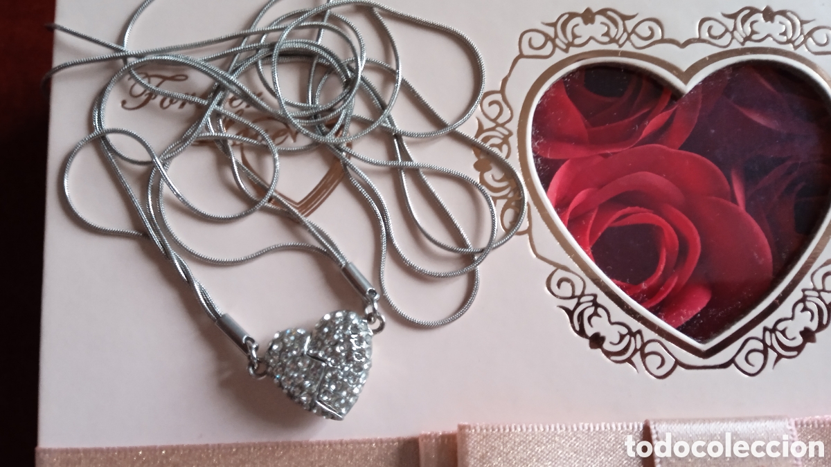 Vintage: Collar coraz&oacute;n imantado con caja imantada y rosas - Foto 1