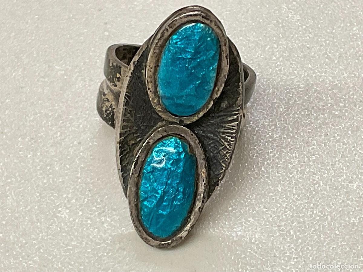 Vintage: Anillo vintage de metal y esmalte - Foto 1