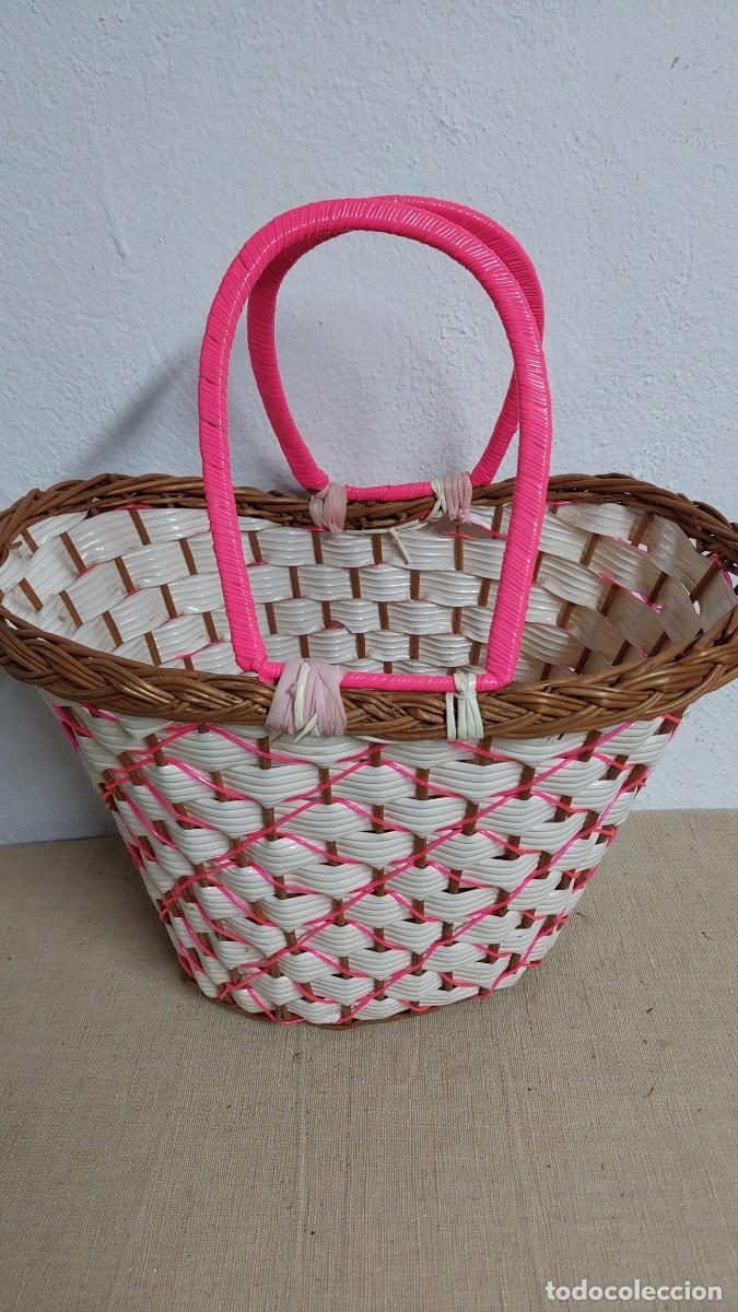 Vintage: Bolso vintage de la compra cesto enea y plastico - Foto 2