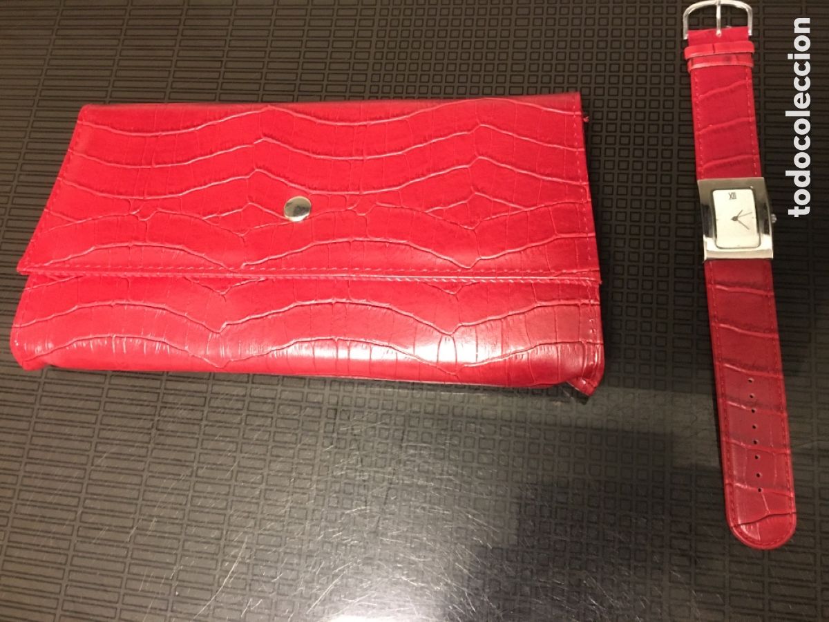Vintage: BOLSO ROJO CON CORREA Y RELOJ A JUEGO - Foto 1