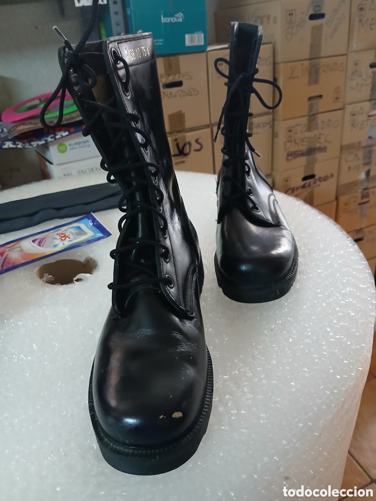 Vintage: BOTAS NEGRAS ESTILO MILITAR TALLA 38 - Foto 3