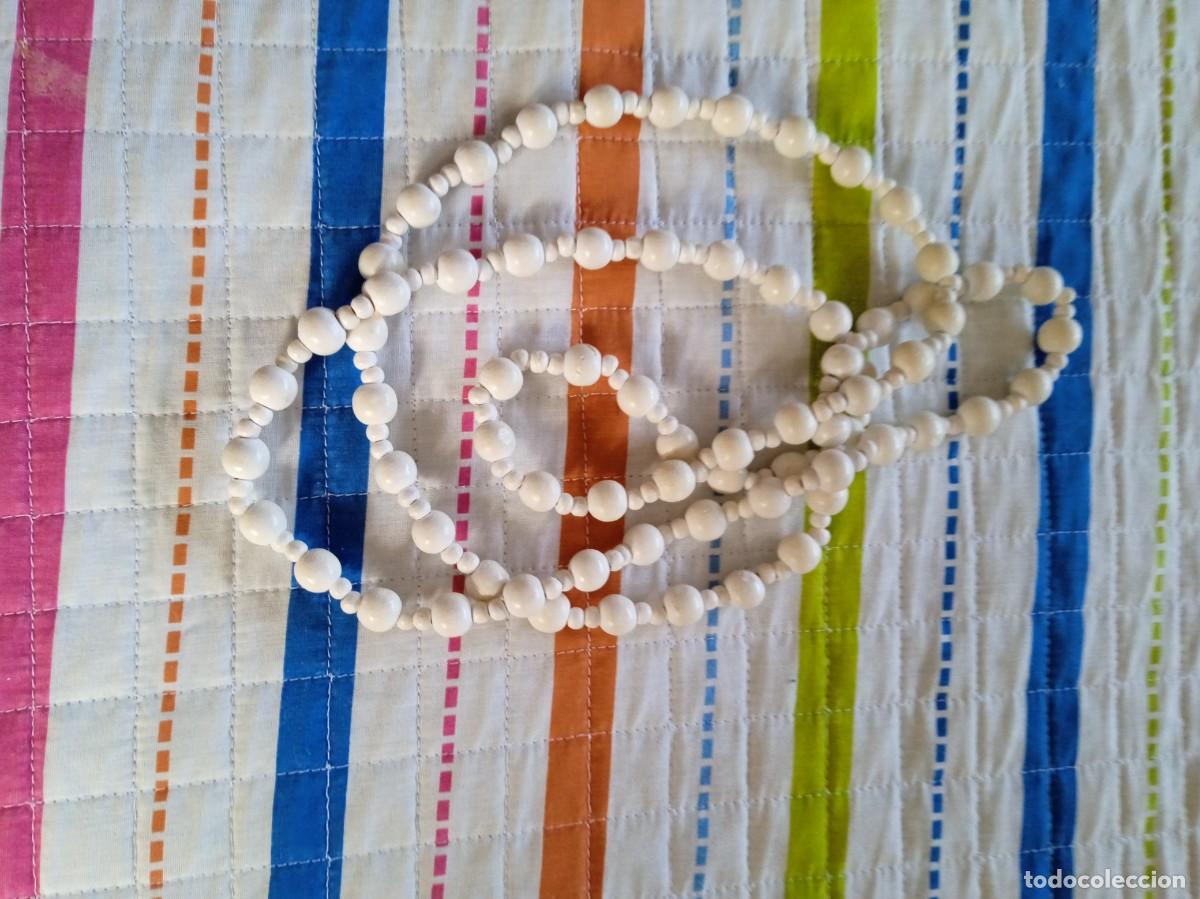 Vintage: COLLAR BLANCO COMO DE MADERA-A&Ntilde;OS 80 - Foto 3