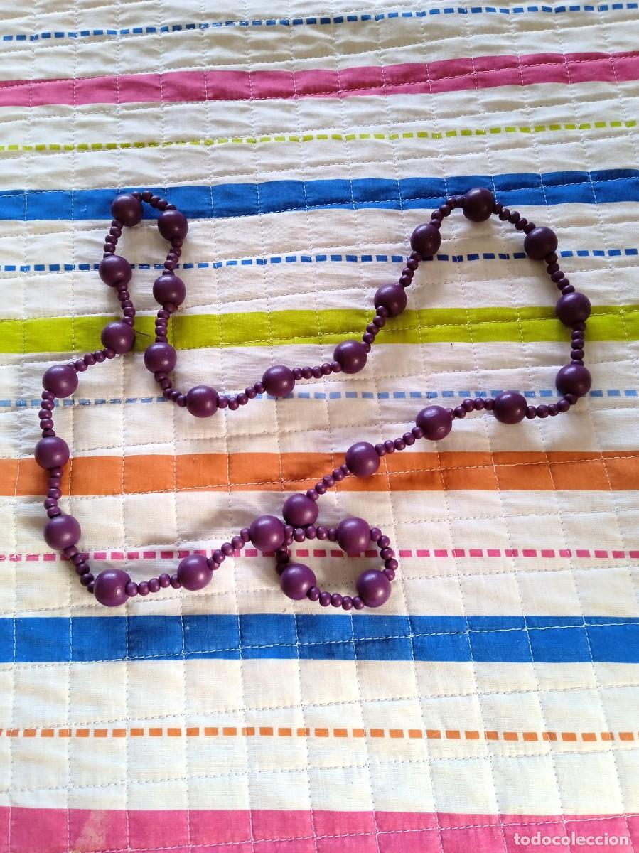 Vintage: COLLAR MORADO PARECE DE MADERA-A&Ntilde;OS 80 - Foto 1