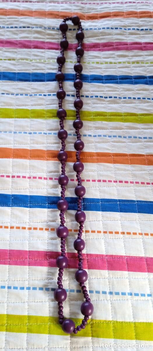 Vintage: COLLAR MORADO PARECE DE MADERA-A&Ntilde;OS 80 - Foto 3