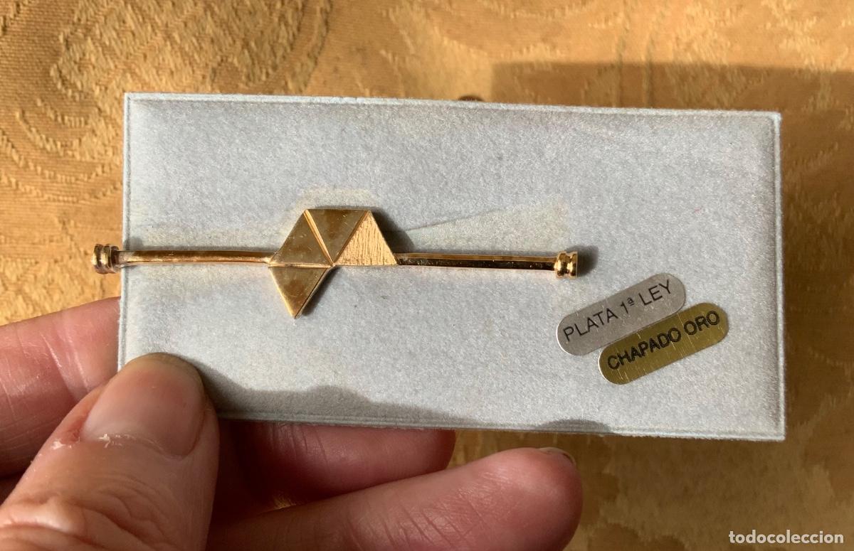 Vintage: PASADOR DE CORBATA DE PLATA DE LEY CHAPADA EN ORO - Foto 6