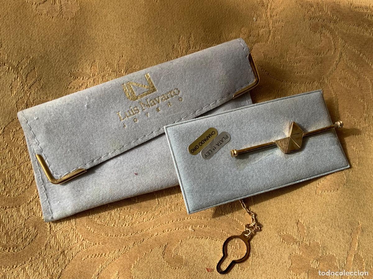 Vintage: PASADOR DE CORBATA DE PLATA DE LEY CHAPADA EN ORO - Foto 7