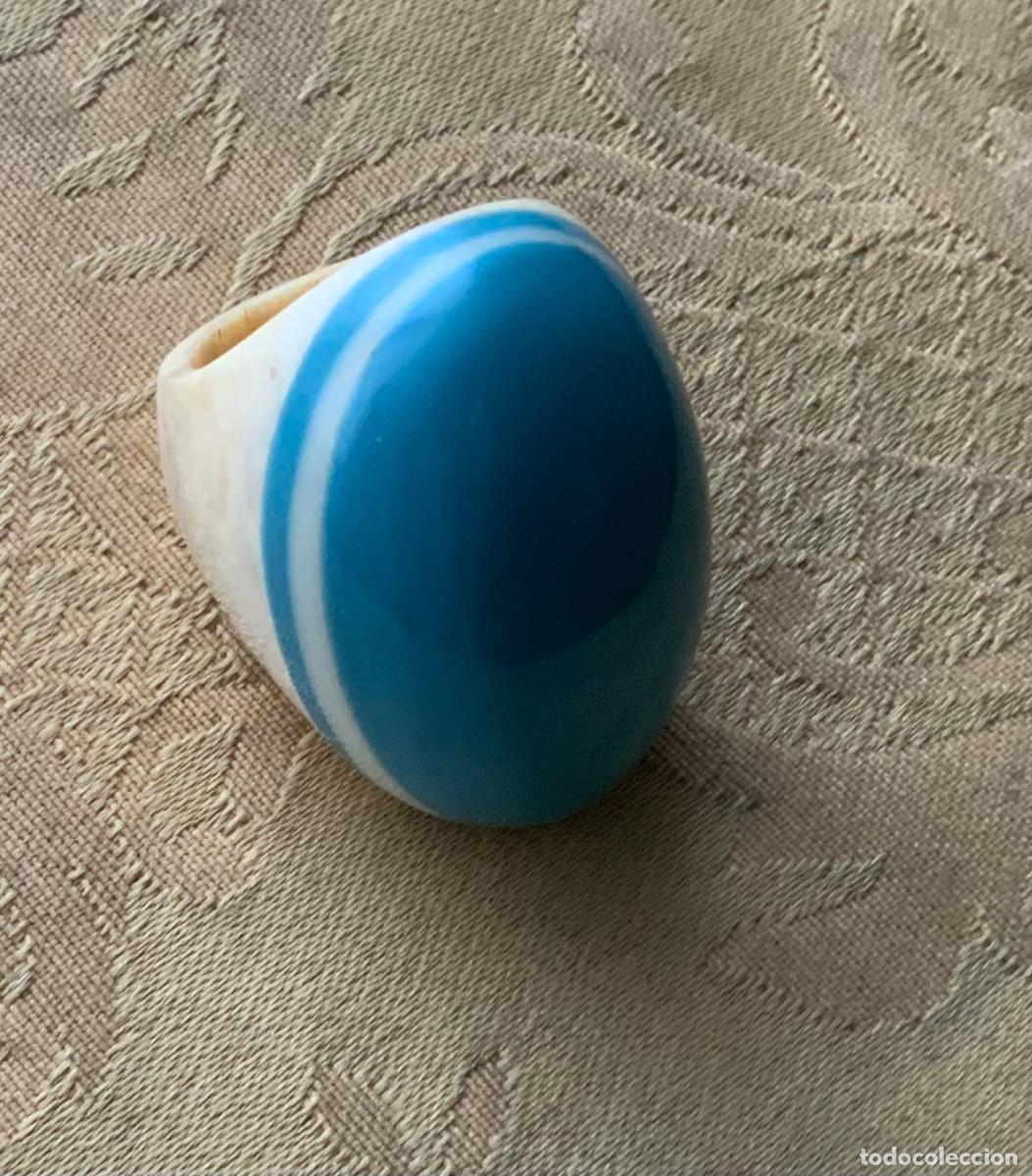 Vintage: ANILLO XL DE HUESO y AZUL TURQUESA - Foto 1