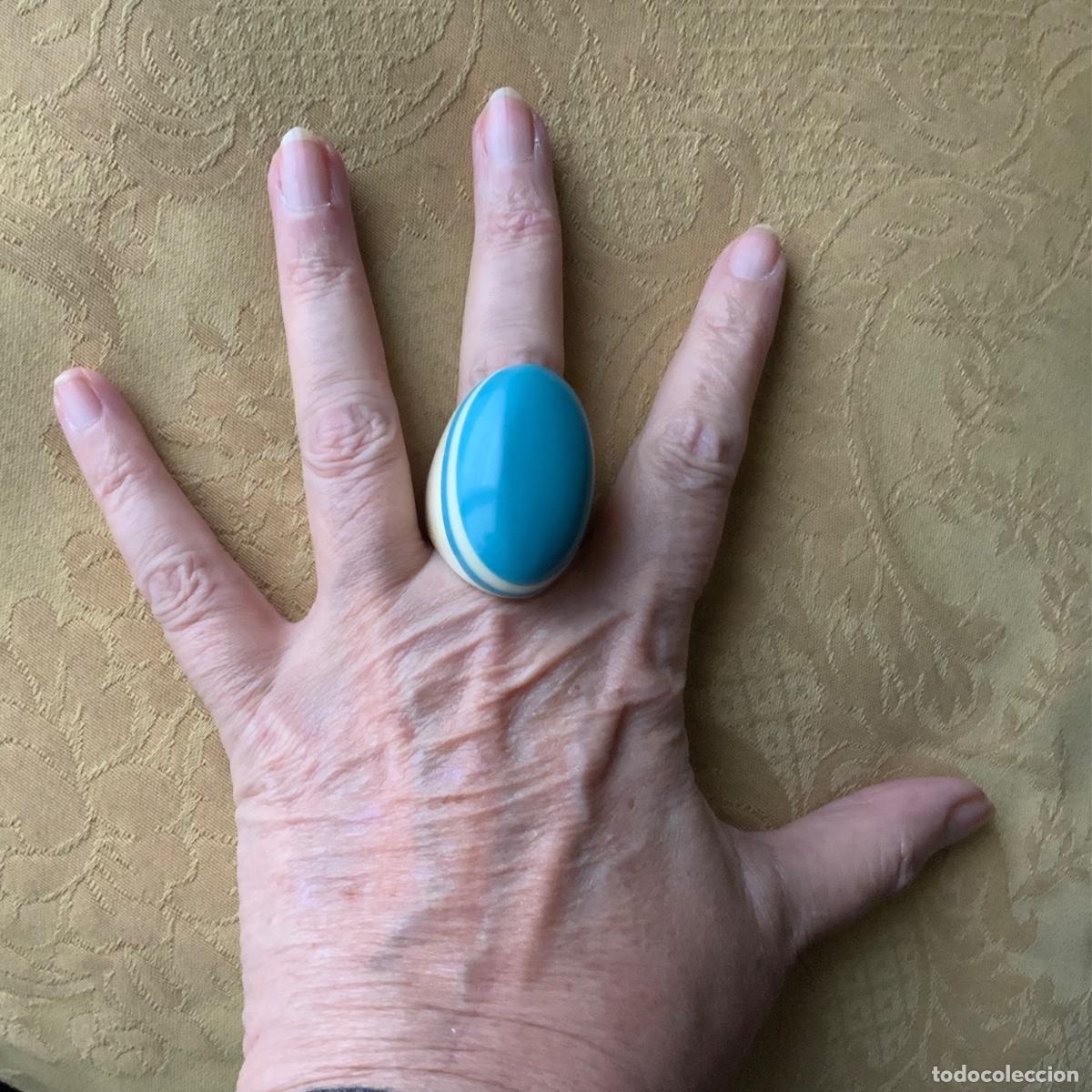 Vintage: ANILLO XL DE HUESO y AZUL TURQUESA - Foto 3