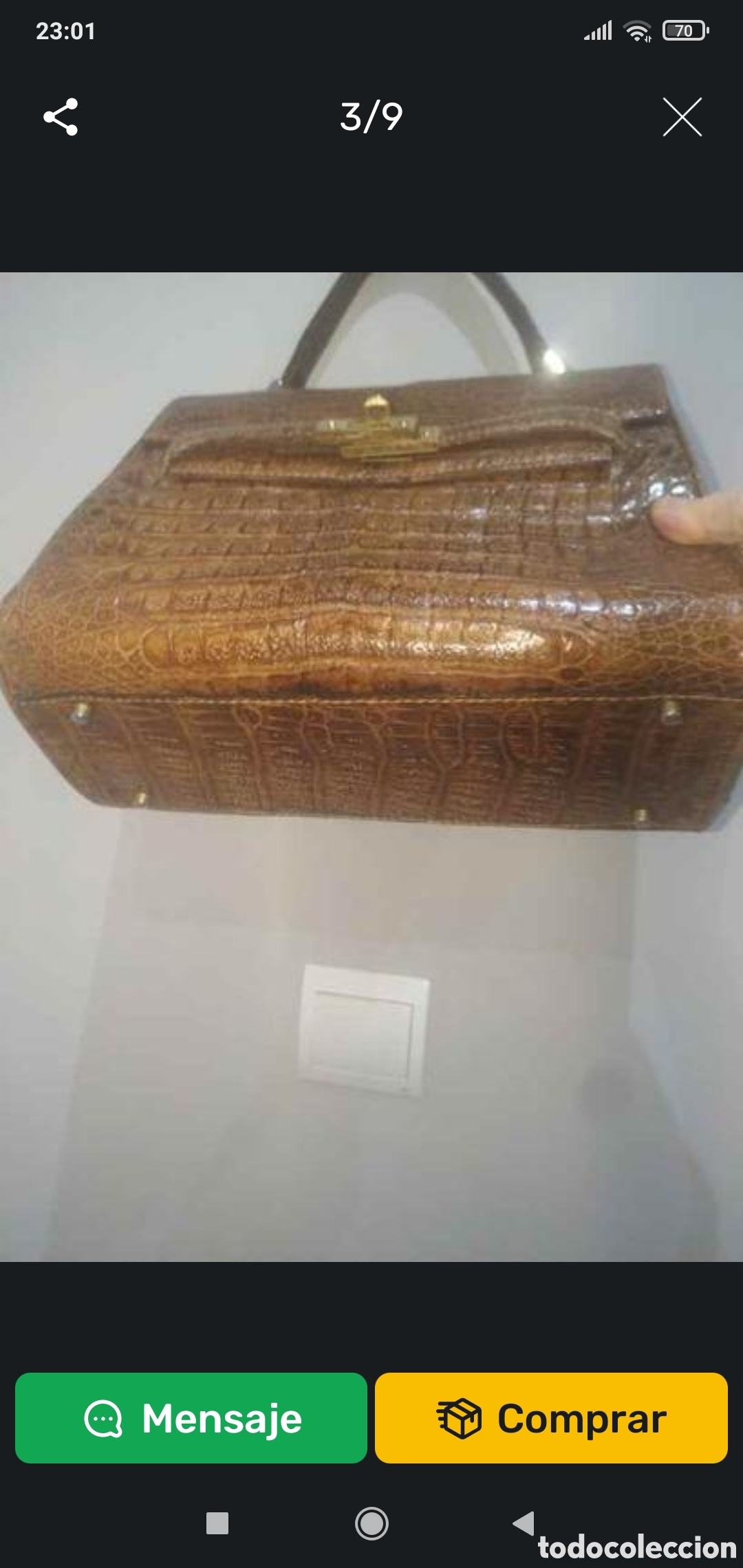 Vintage: Bolso de mano de piel - Foto 6