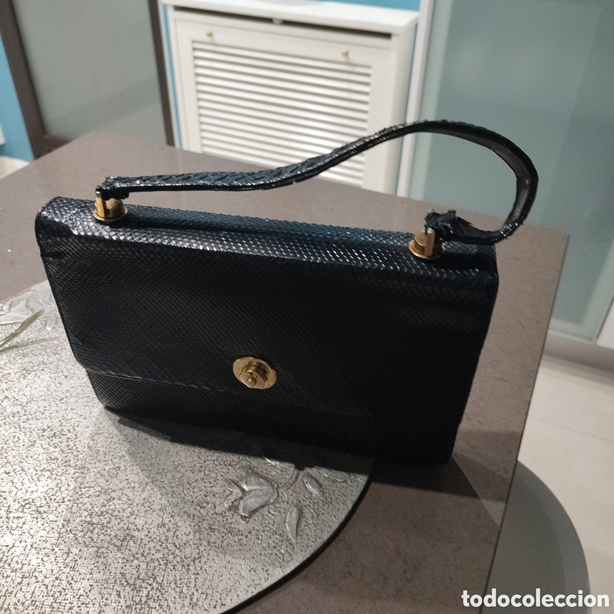 Vintage: Bolso piton negro vintage - Foto 2