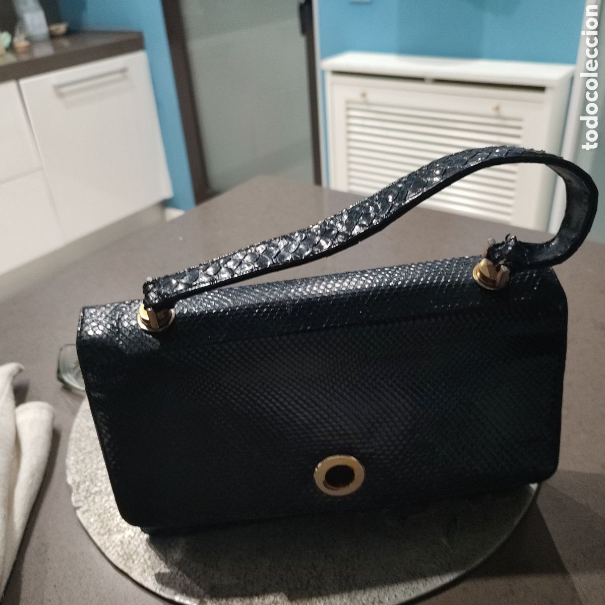Vintage: Bolso piton negro vintage - Foto 1