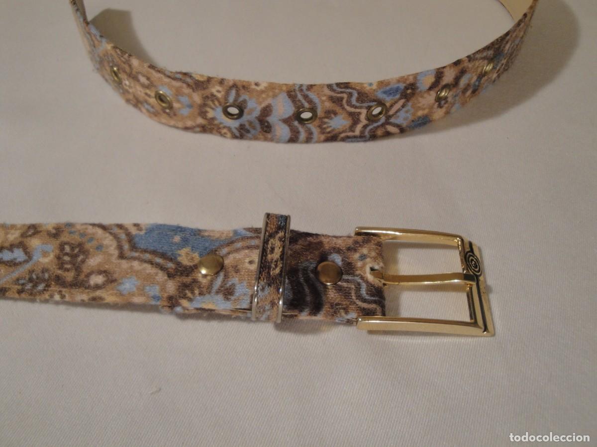 Vintage: Cintur&oacute;n en tejido punto estampado y forro beige. - Foto 3