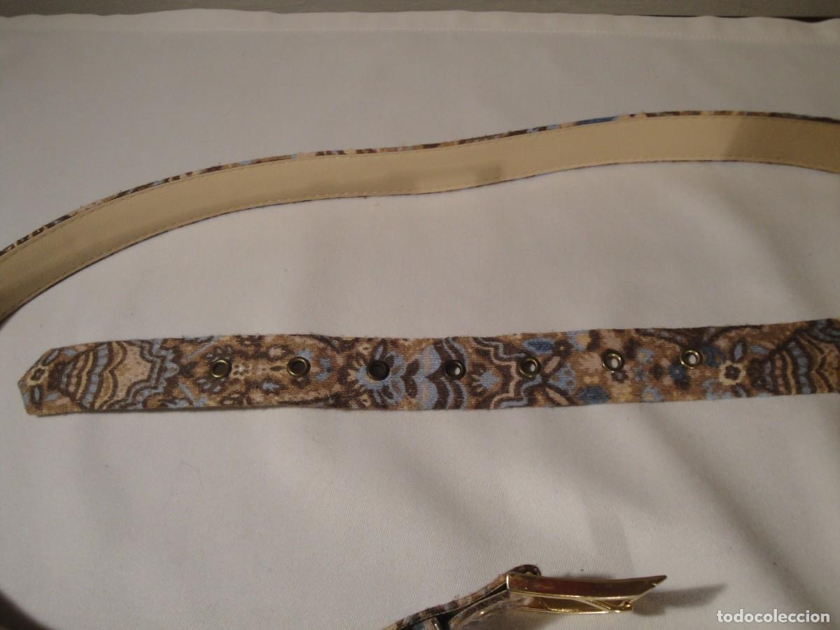 Vintage: Cintur&oacute;n en tejido punto estampado y forro beige. - Foto 4
